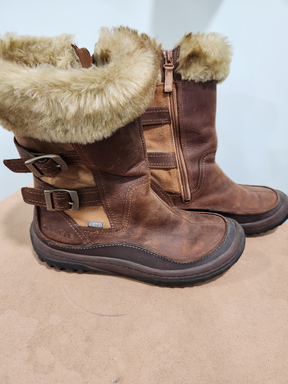 Merrell Women's Brown Faux-Fur Lined Waterproof Winter Boots